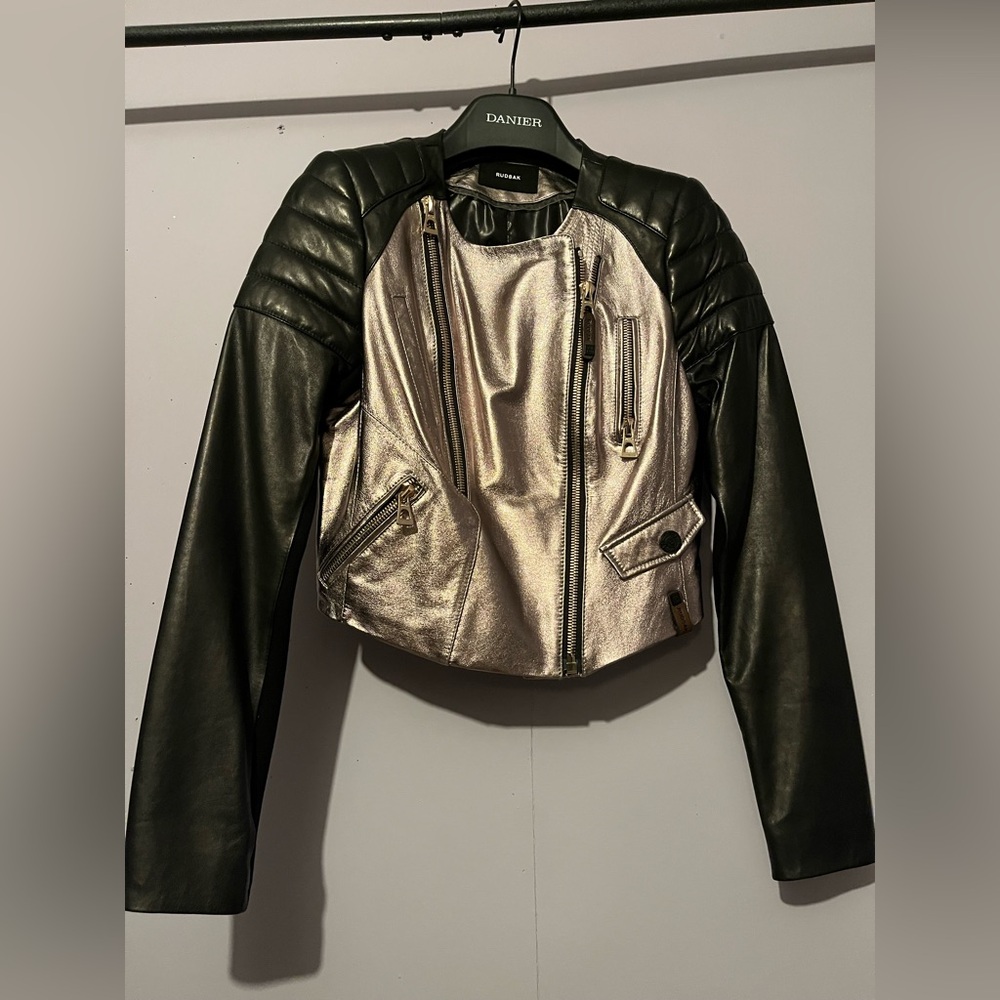 Rudsak Women's Metallic and Black Leather Jacket